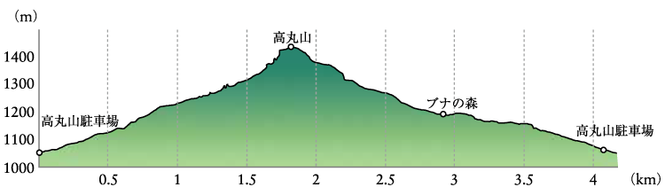 上勝　ルート1　高丸山　高低図